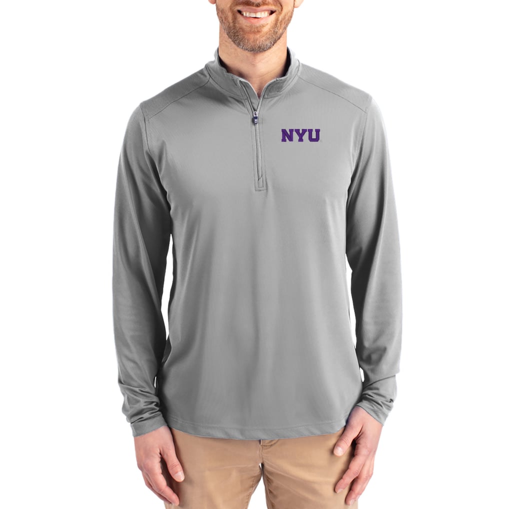  NYU Violets Cutter & Buck Virtue DryTec Quarter-Zip Pullover - Gray